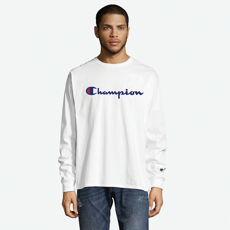 Champion Men's Classic Jersey Long-Sleeve Tee, Script Logo,Style GT78H Y06794