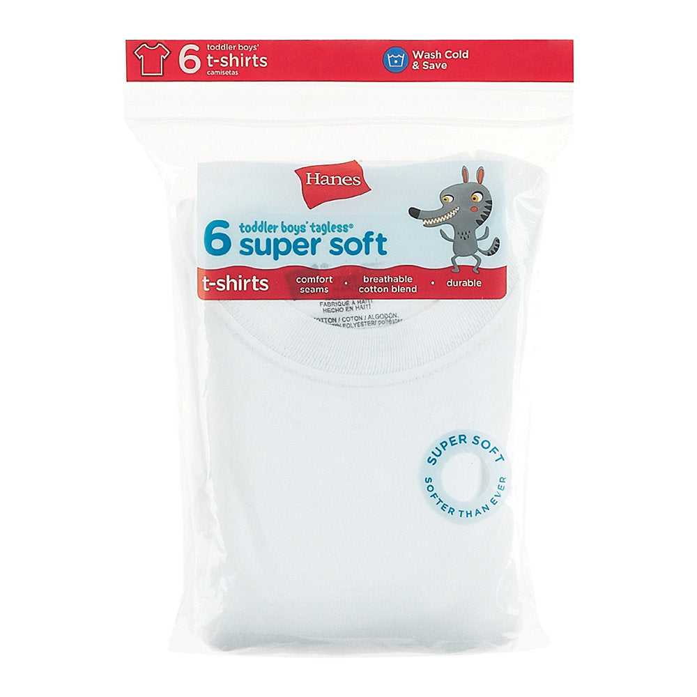Hanes Toddler Boys' Crewneck T-shirt, 6-Pack,Style TBUCR6