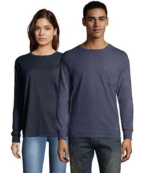 Hanes Men's Comfortwash Garment Dyed Long Sleeve Pocket T-Shirt, Style GDH250GRTDYE