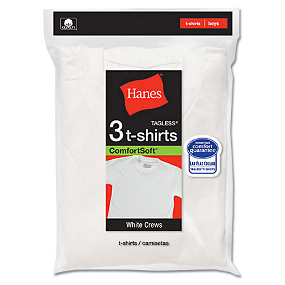 Hanes Toddler Boy's White Crew Neck T-shirts 3-Pack,Style TB2133