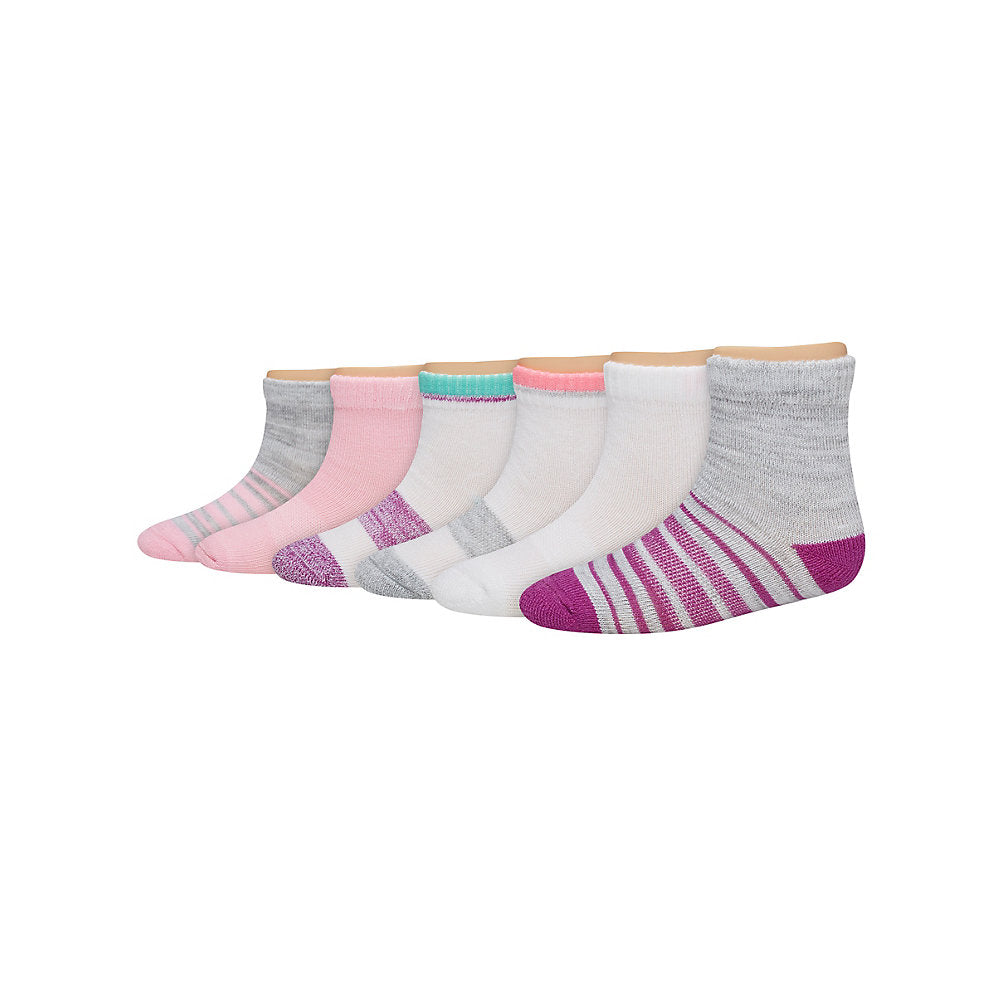 Hanes Toddler Girls' Ankle Socks 6-Pack, Style TG37W6