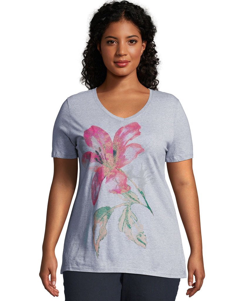 Just My Size Tropical Flower Short Sleeve Graphic T-Shirt, Style GTJ181Y06069
